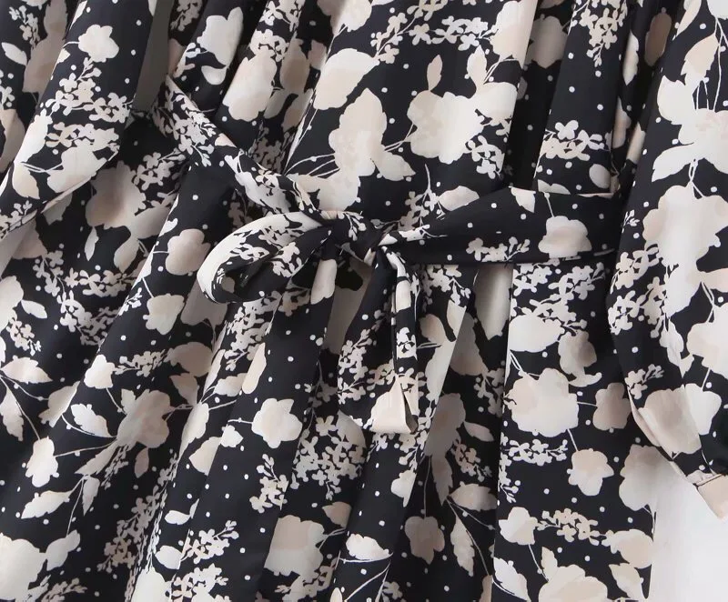 2019 осеннее платье с цветочным принтом и длинным рукавом винтажное открытыми