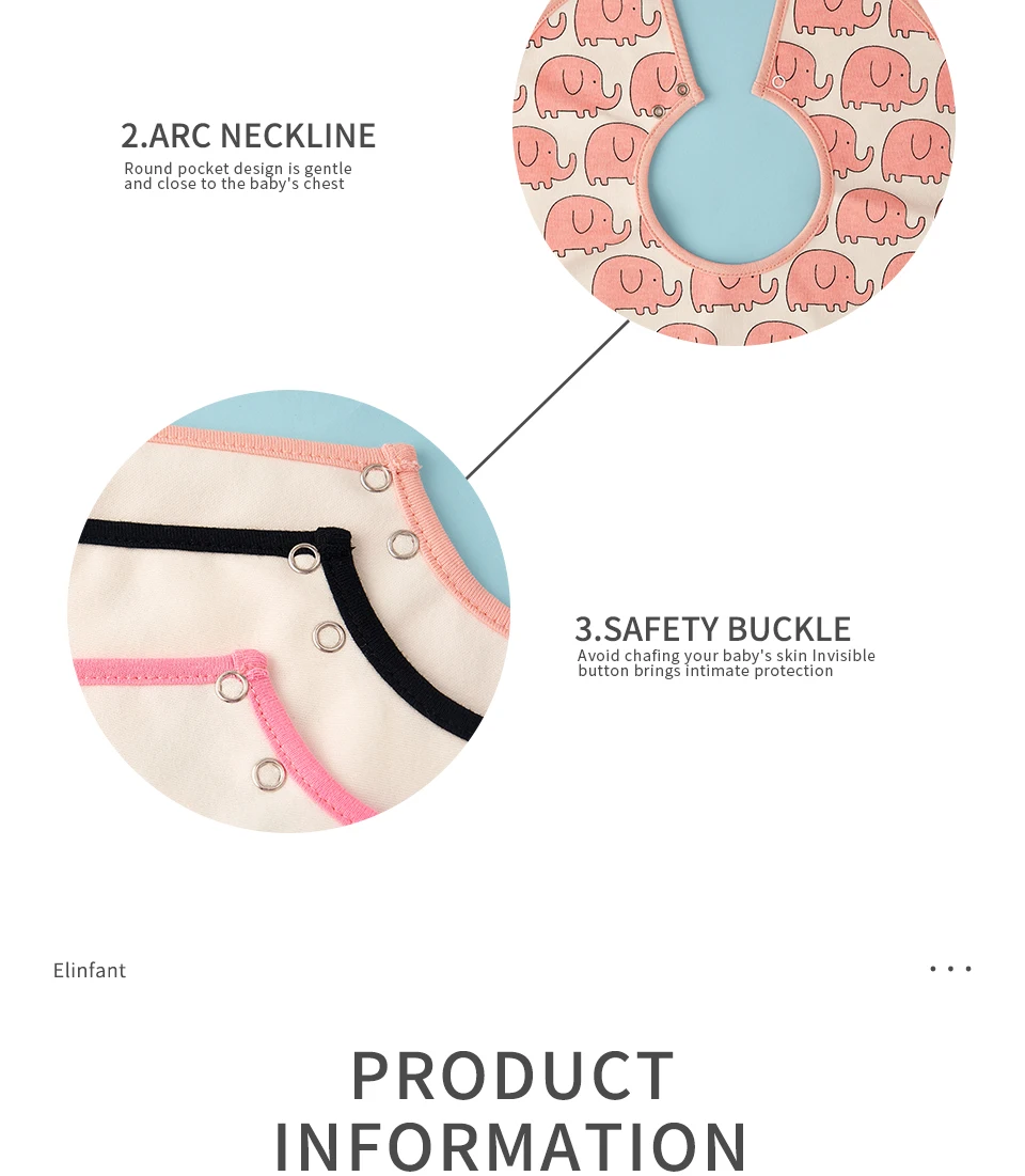 Детские нагрудники Elinfant водонепроницаемые для кормления Слюнявчики