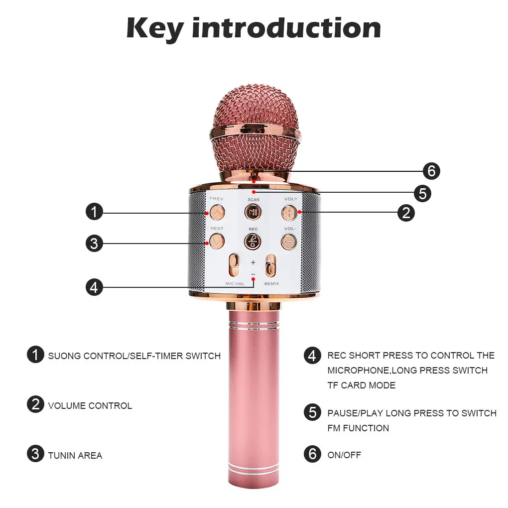Беспроводной микрофон для караоке Bluetooth Micro 3D bass Домашнего Караоке