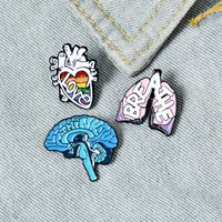 organ enamel pins heart lung brain brooch lapel pin shirt bag love breath mind badge cartoon jewelry gift for friends