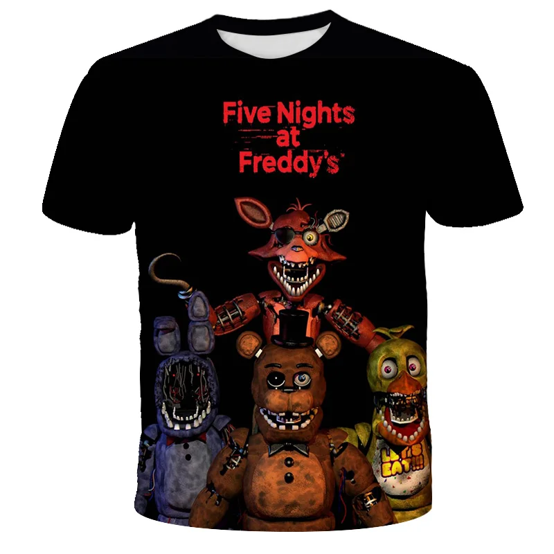 

2021 Freddie 4T-14T Years kids t shirt Five Nights 3D printed t-shirts boys girls fashion short sleeve tshirts FNAF Child t-shir