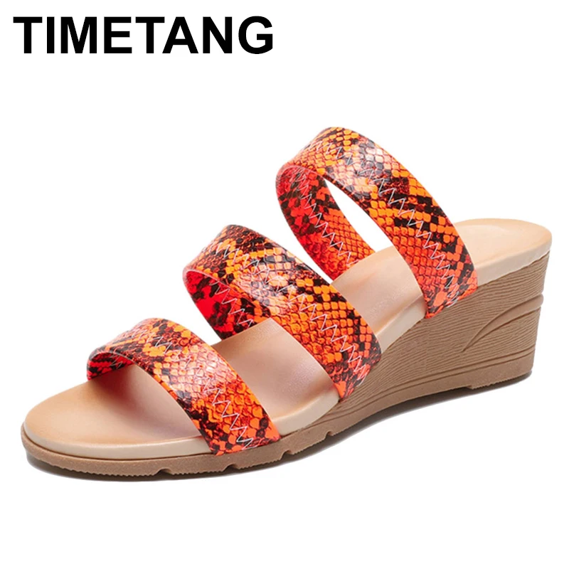 TIMETANG с леопардовым принтом Тапочки Женские домашние тапочки из трех туфли на