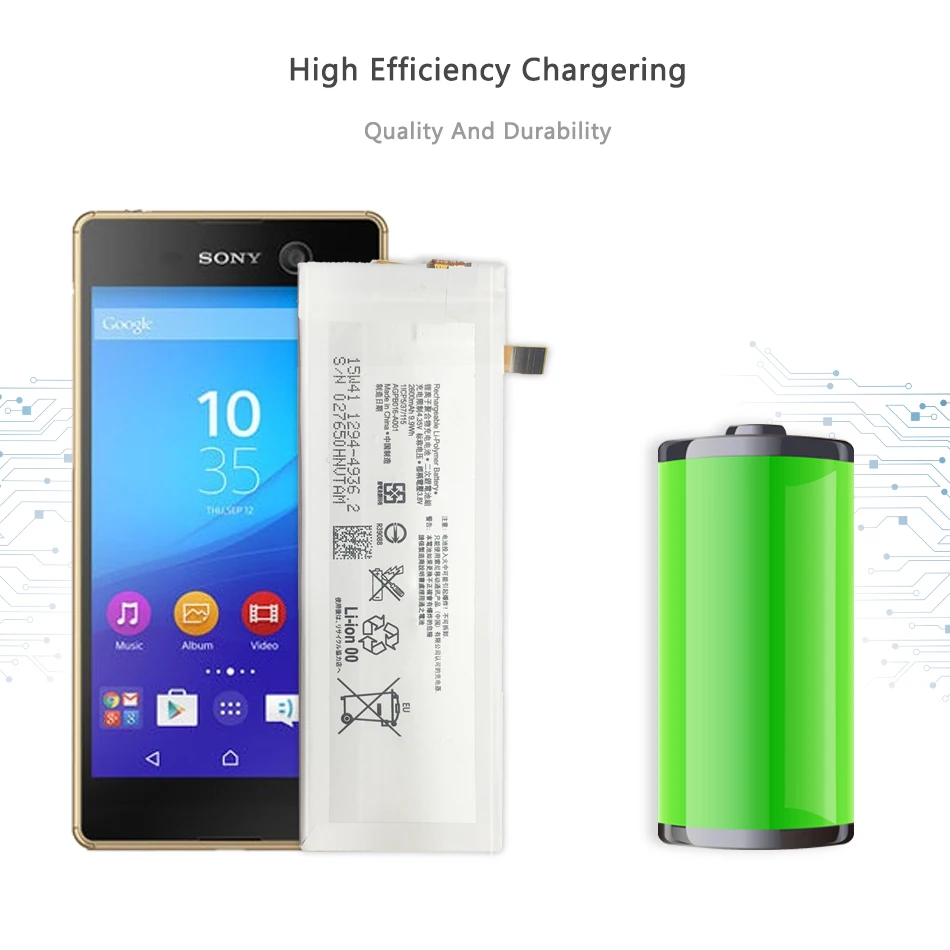 

Free Tool 2600mAh AGPB016-A001 Battery For Sony Xperia M5 E5603 E5606 E5653 E5633 E5643 E5663 E5603 E5606