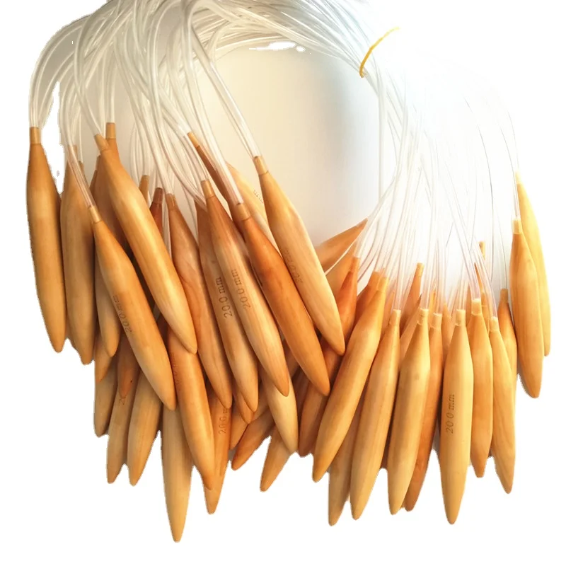 

3pcs set solid wood circular knitting needle crochet hook Wool DIY tool circular needle for weaving diameter 15mm 20mm 25mm