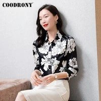 coodrony brand streetwear elegant female summer silk shirts business casual high quality womens soft long sleeve tshirt w6020