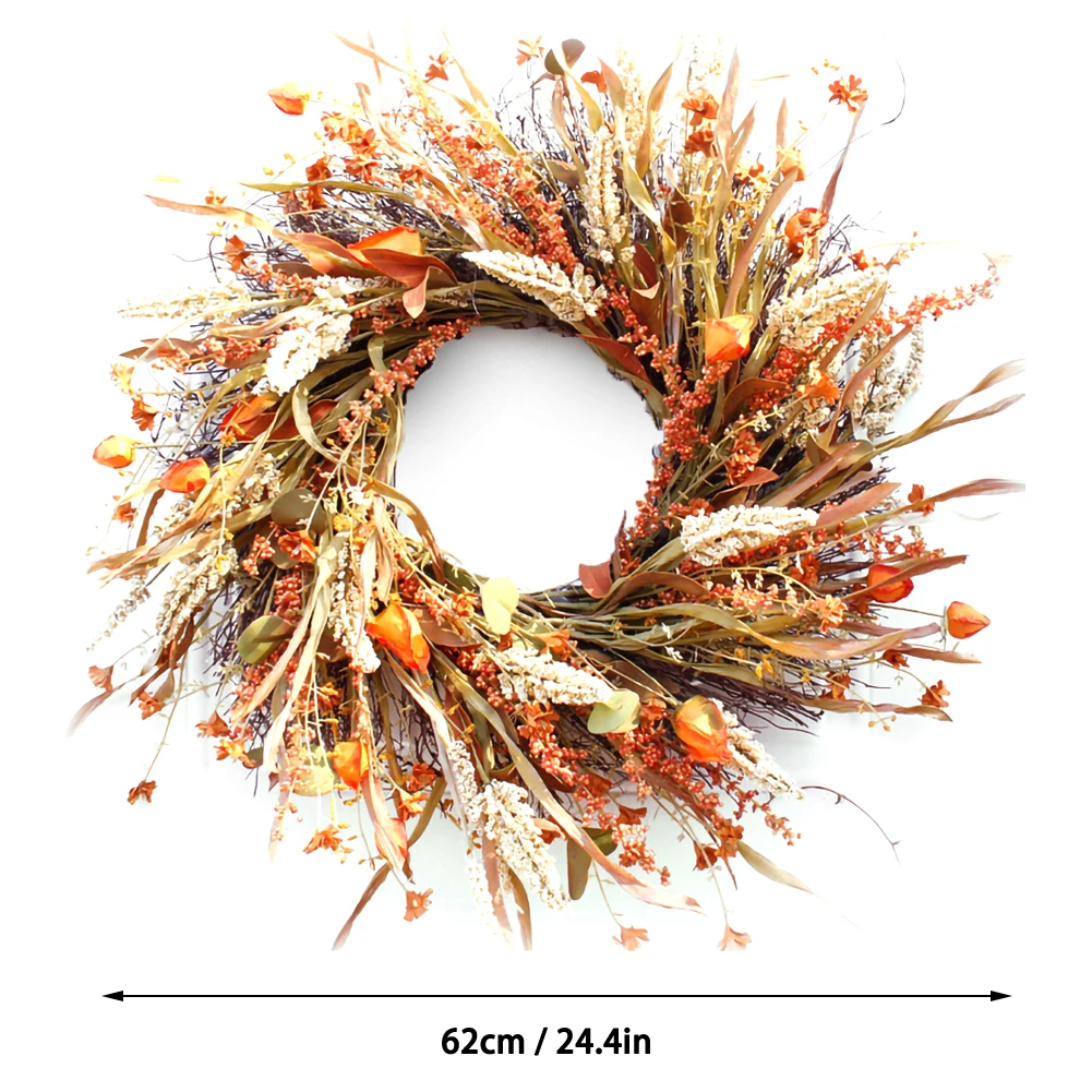 

Fall Wreath Front Door Wreath Artificial Grain Autumn Wreath Harvest Gold Wheat Ears Circle Garland Fall Thanksgivin Decorations