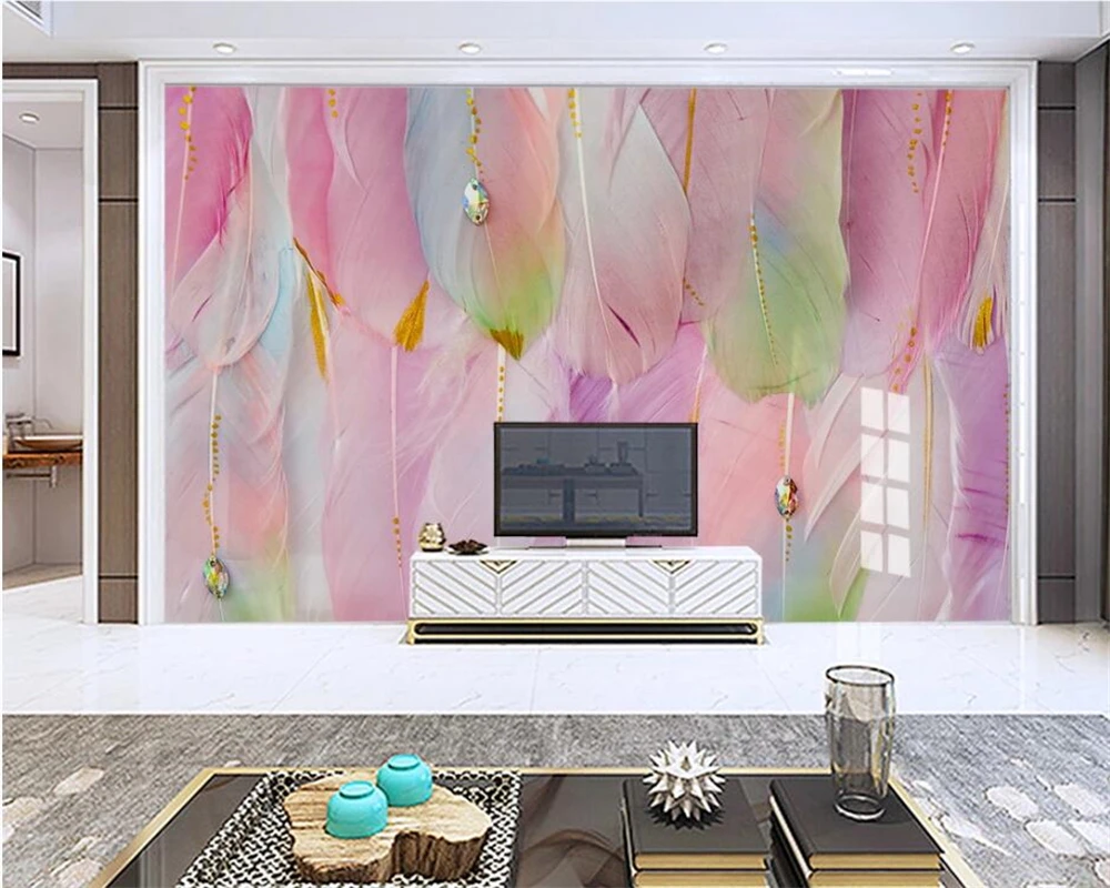 3d обои beibehang в скандинавском стиле с украшениями из перьев для гостиной ТВ фона