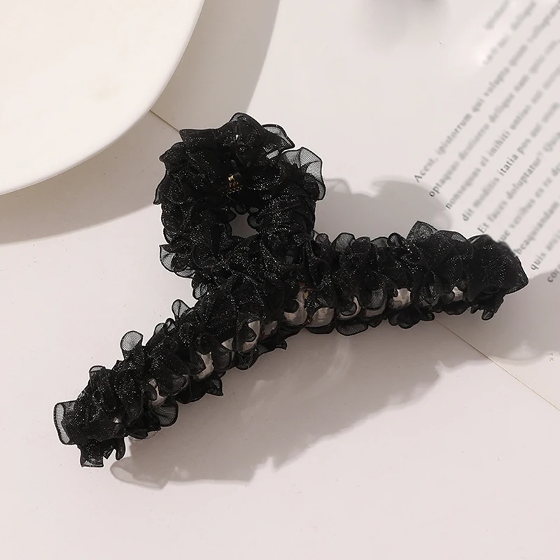 

Lace Mesh Hair Claws Solid Color Shark Barrettes Korean Woman Girls Fashion Hair Clip Ponytail Holder Hair Accessories