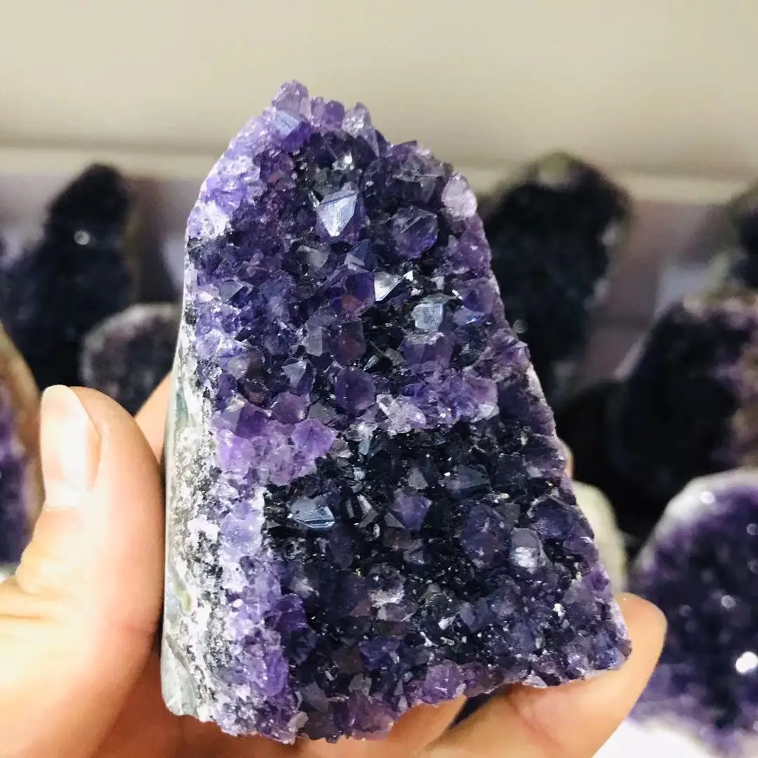 Натуральный аметистовый камень геодовый кристалл кластер домашнее украшение