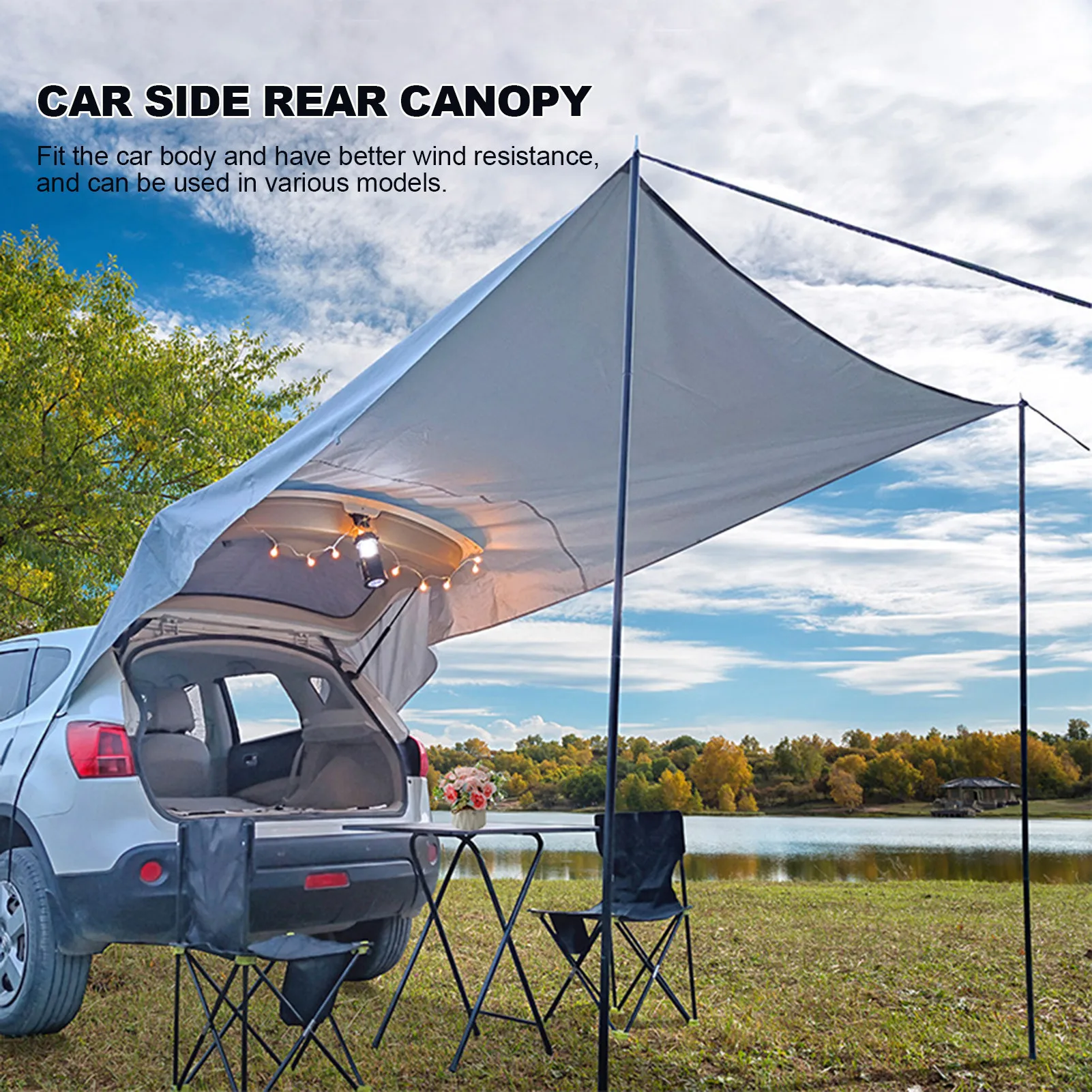 

Car side rear canopy outdoor camping car canopy sun shade UV-proof rainproof wear-resistant tarpaulin car side rear canopy