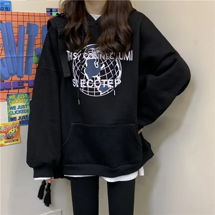 

XZ2361 new casual versatile hoodie and cashmere Sweatshirts women