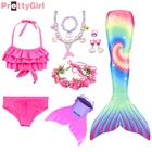 PrettyGirl плавательный хвост русалки 2021 бикини Русалка Костюм для маленькой девочки пляжная одежда купальник платье принцессы