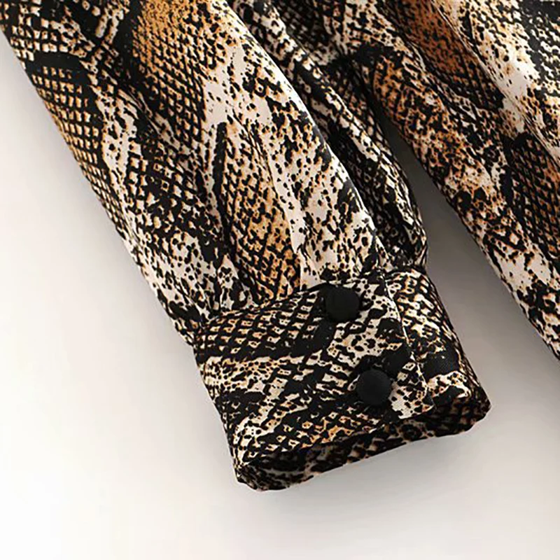 2020 новое летнее шифоновое платье рубашка со змеиным принтом средней длины с