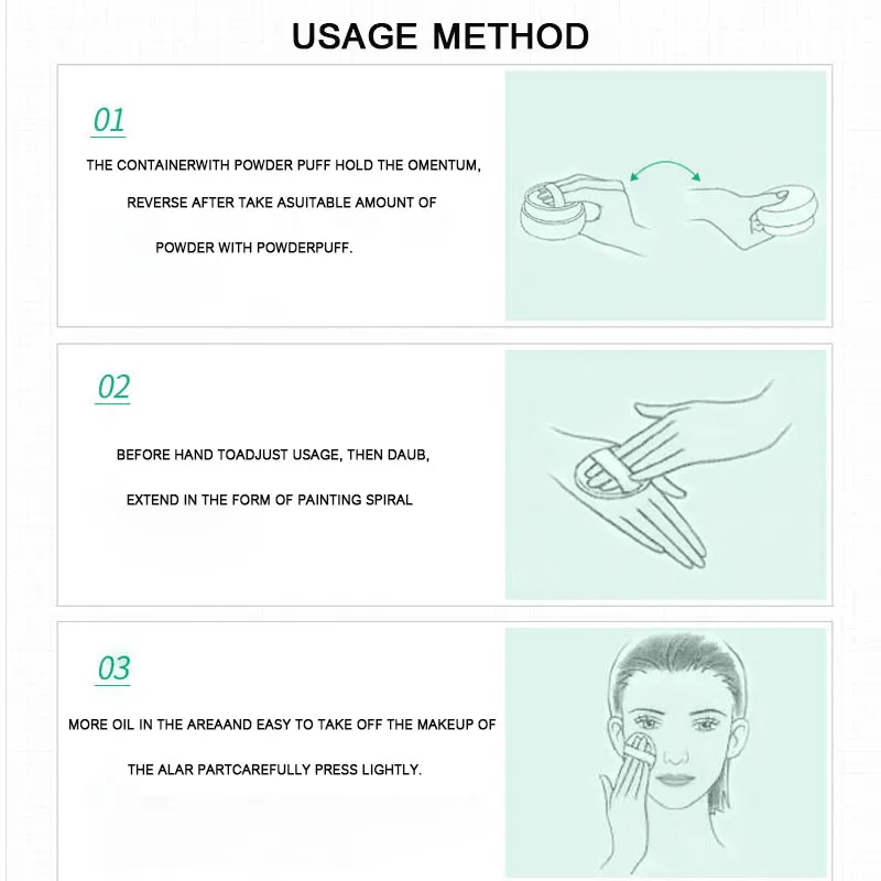 1 шт. рассыпчатая пудра Водонепроницаемый с защитой от пота Длительное Действие