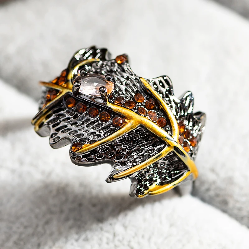 Новинка модное роскошное черное мужское кольцо Guardian Женское с желтым цирконием