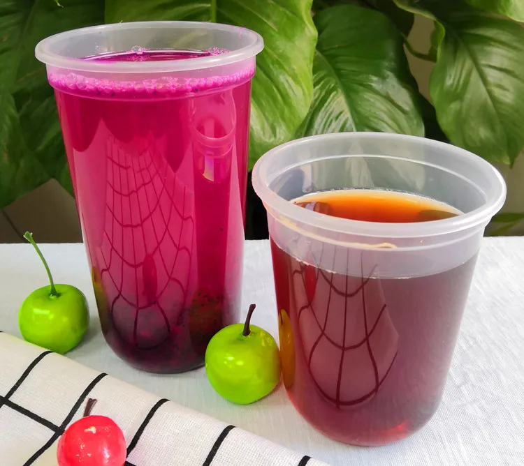 diposbale PP plastic transparent U-shape caliber95 injection cup with lid for milk tea/beverage accept custom | Дом и сад