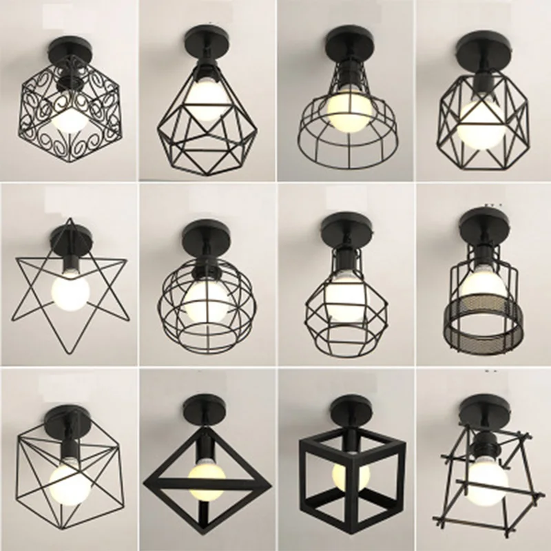 Винтажные скандинавские металлические потолочные светильники чердак черная