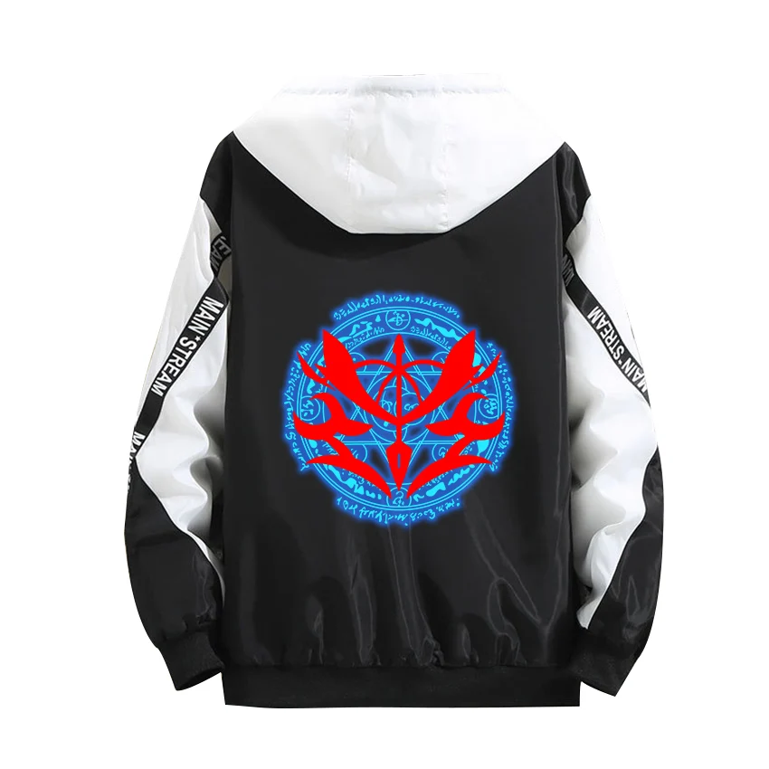 

Printed Hoodie Fate Stay Night Anime Surrounding Cosplay Coat Zipper Jacket Hooded Blue Splicing Tops Thick Winter Sweater