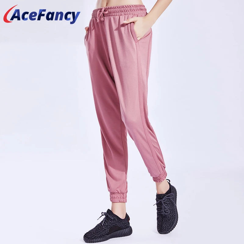 

Женские спортивные штаны Acefancy, розовые длинные шаровары с карманами и высокой талией, повседневные спортивные штаны для бега, 18-270