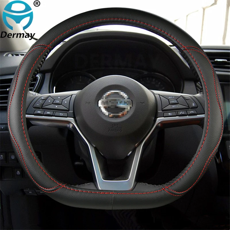 d shape car steering wheel cover pu leather for nissan rogue sport hybrid 2017 2019 2020 qashqai 2019 2020 braid cover free global shipping