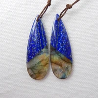natural water drop flashy labradorite and lapis lazuli intarsia earring bead 42x14x4mm 9 1g fashion jewelry earring accessories