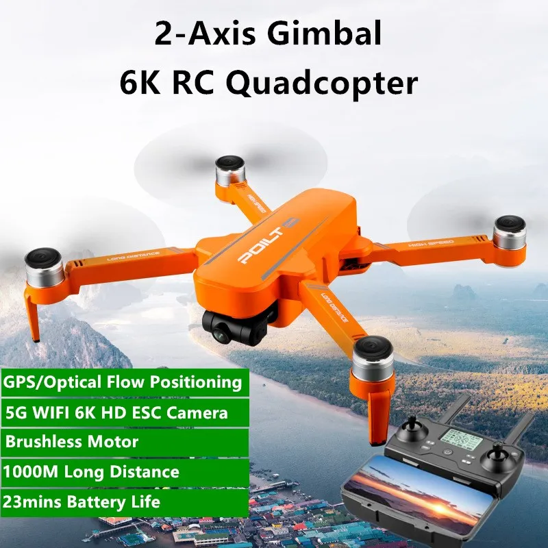 

GPS Brushless HD Aerial Photography Drone 23mins 1000M 2-Axis Gimbal 5G WIFI 6K UHD Camera Foldable Remote Control Quadcopter