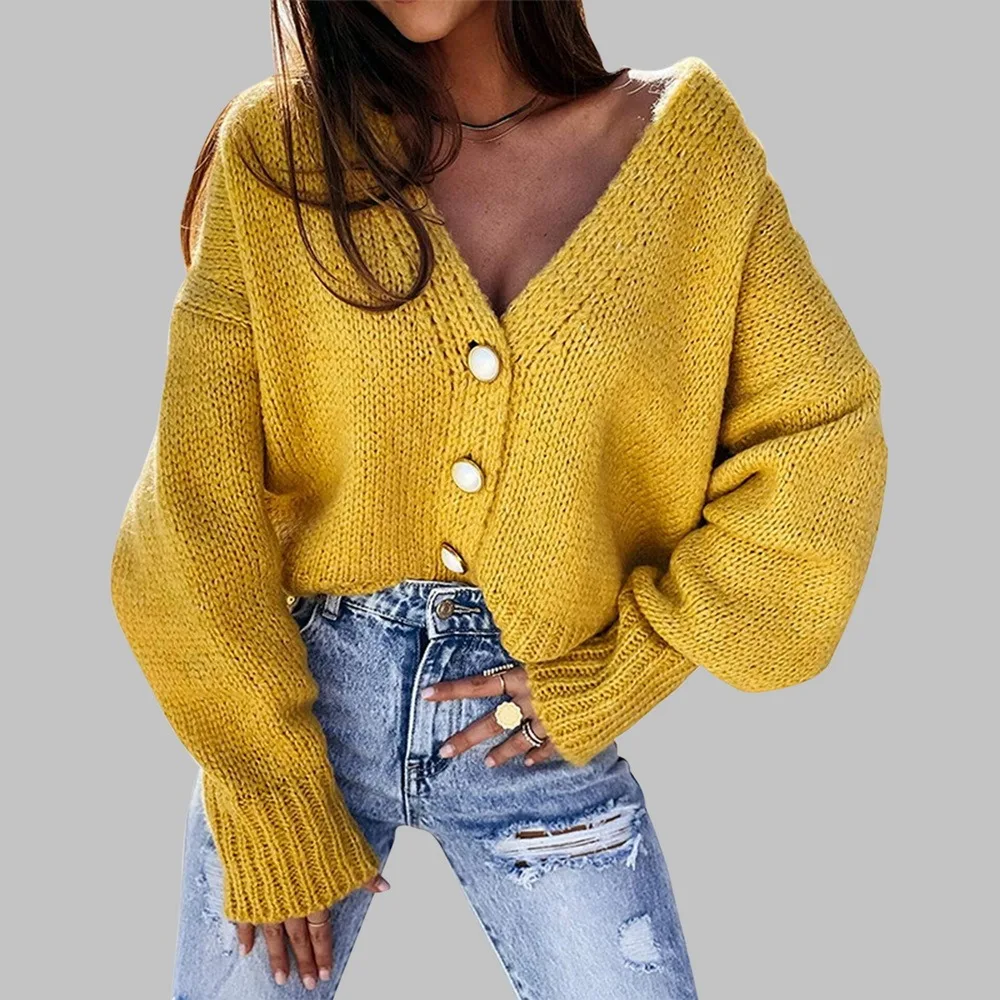 

2021 Chic Women Cropped Cardigan Sweater Fall Knitwear Short Cardigan Girls Long Sleeve Twist Crochet Top Pull Femme