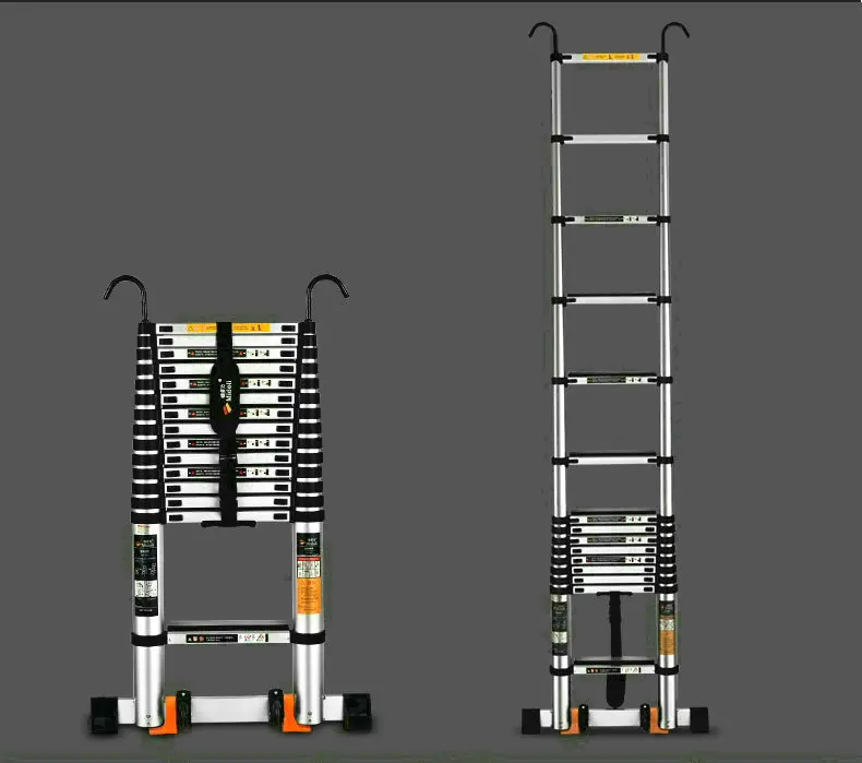 2.7M Aluminum Alloy Portable Folding Ladder Engineering Ladder Enhanced Anti-skid and Anti-tilting Telescopic Vertical Ladder