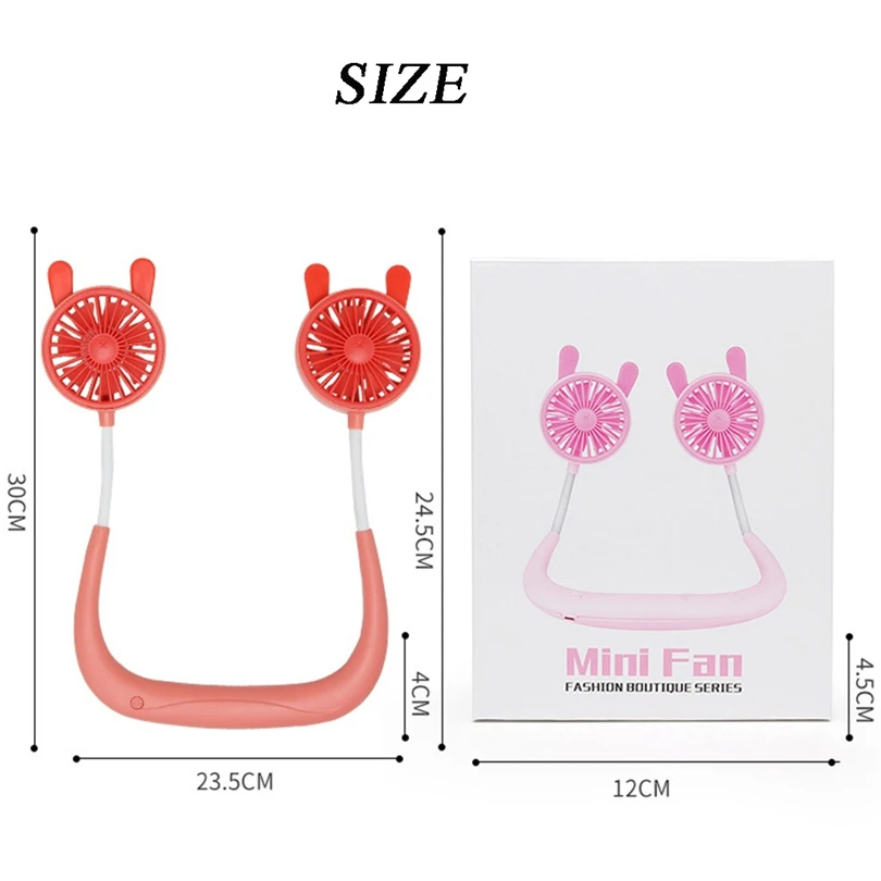 

Neckband Fans With USB Rechargeable Neckband Lazy Neck Hanging Dual Cooling Fan Hands-Free Fans Summer Cooler J80