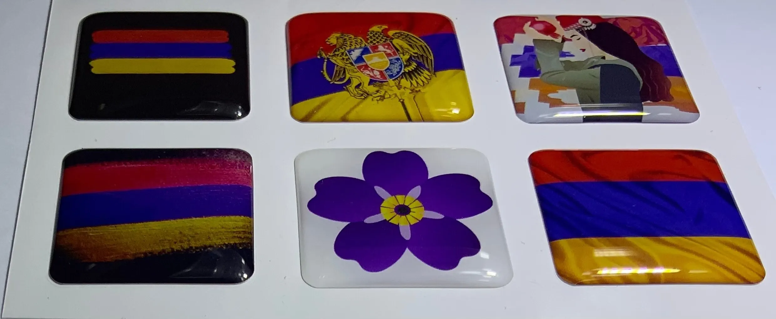 3D cтикеры / 3Д наклейки на телефон флаг герб Армении. Мега Принт. Набор 6шт. 3х3 см. -