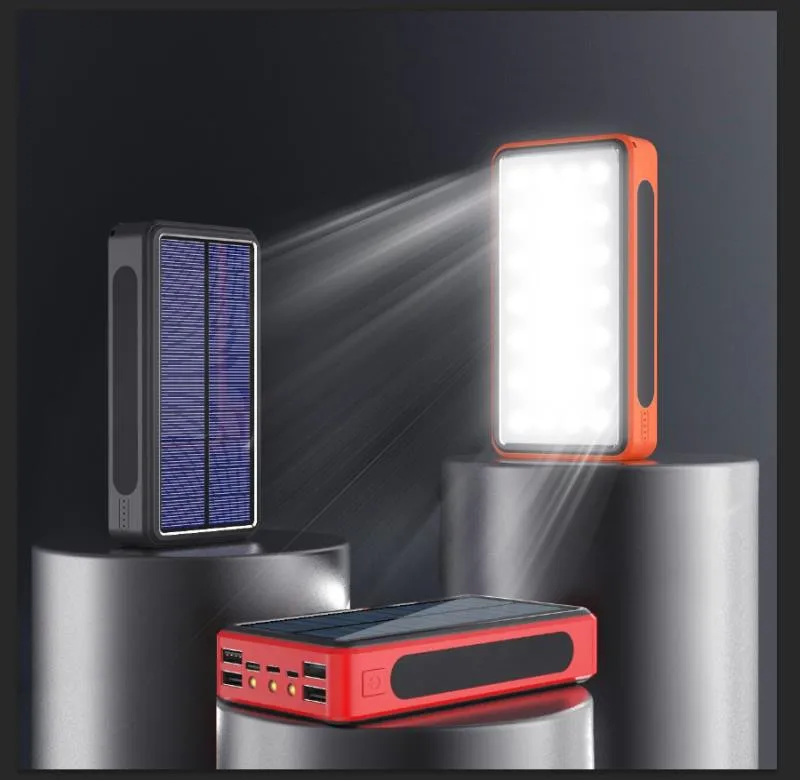 80000mah solar power bank for xiaomi iphone battery panel with camping light 4usb external battery powerbank fast charger free global shipping