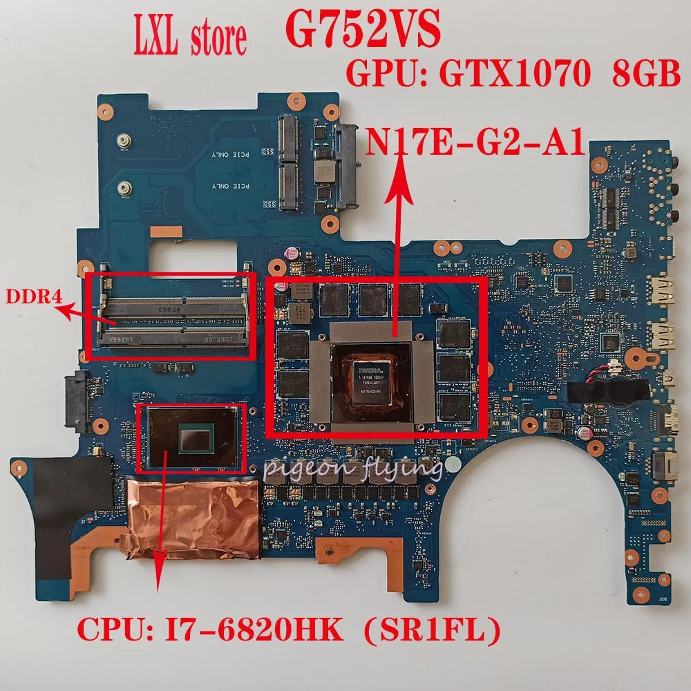 G752VS мать для ноутбука ASUS ROG G752S G752V G752VM Процессор: I7-6820HK GPU: GTX1070 8 Гб DDR4 P/N: G752VS REV: 2,1 69N108M11D07(01