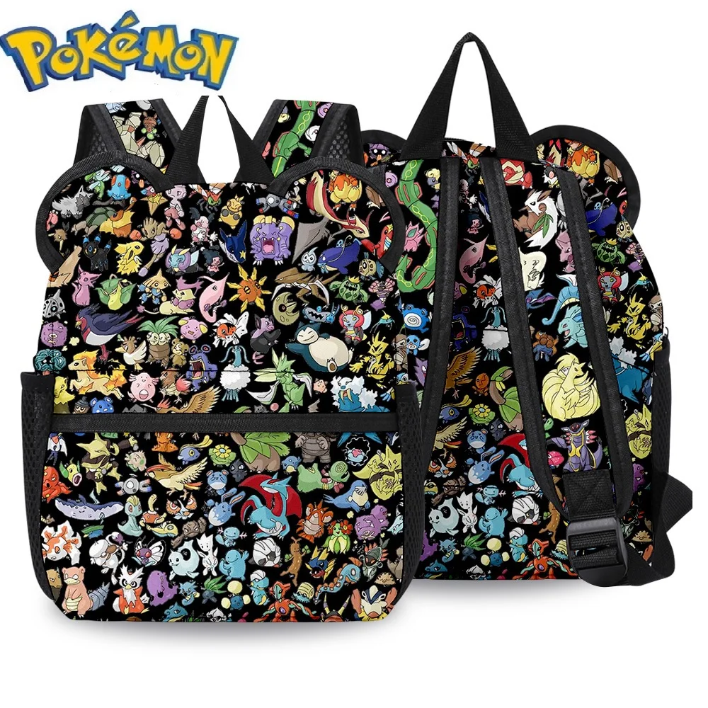Рюкзак Kawaii Pokemon Go Холщовый школьный ранец Пикачу для мальчиков и девочек
