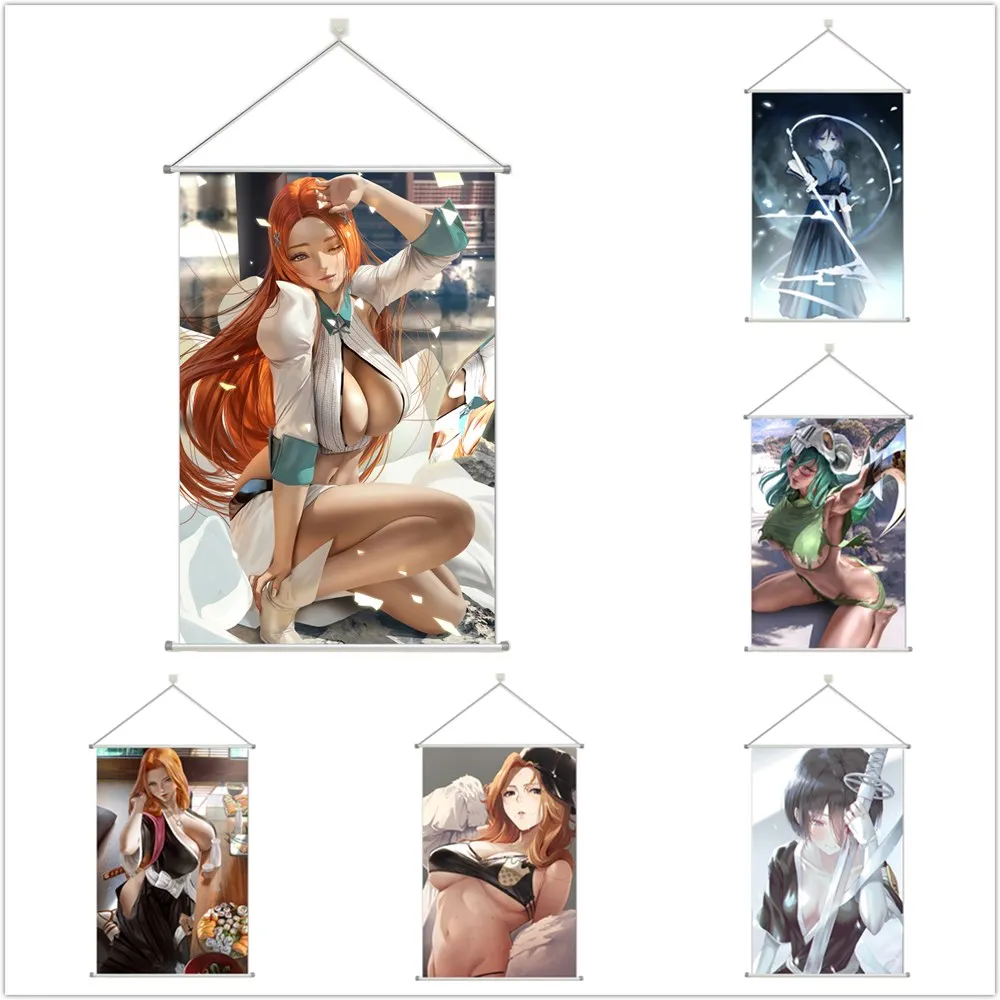 

BLEACH Kuchiki Rukia Rangiku Retsu Alloy Scroll Cartoon Comic Scroll Hanging Wall Decor