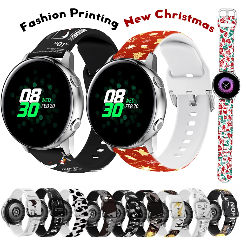 

Ремешок силиконовый для Samsung Galaxy Watch 3 41 мм 45 мм 42 мм, умный Браслет для Huawei Watch 2 GT2 PRO Watch, спортивный браслет с принтом