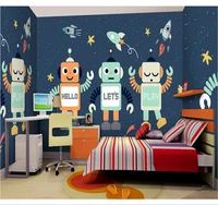 customized 8d wallpaper cartoon hand painted robot childrens room background wall decoration painting