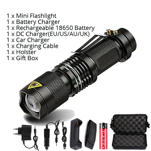 Светодиодный фонарик Penlight L2 T6 светодиодный фонарь 8000лм Zoom 5 режимов водонепроницаемый тактический фонарь использование батареи 18650 - Испускаемый цвет: Package I