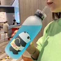 1000ml cute bear plastic water bottle leak proof large capacity bottle for water transparent frosted juice cup water cup