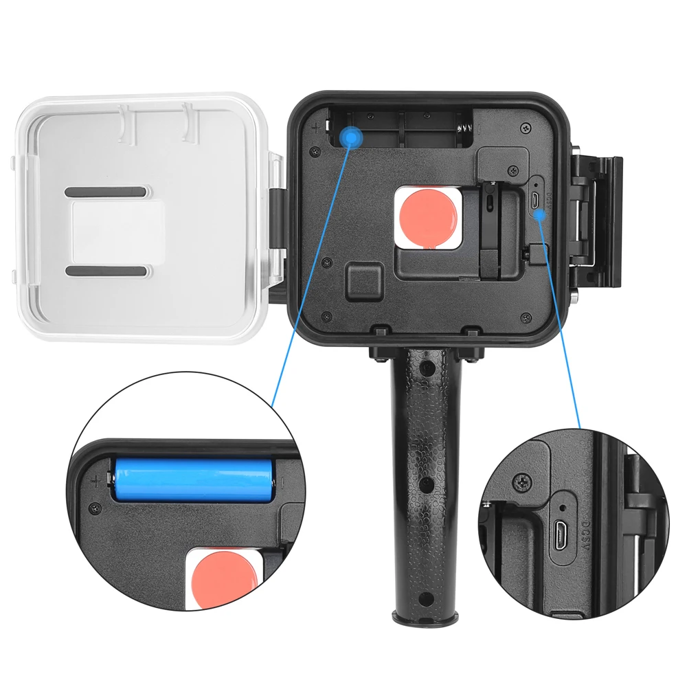 40 м светодиодный светильник для подводного плавания для GoPro Hero 7 6 5 Черный видео вспышка заполняющий светильник s водонепроницаемый чехол красный фильтр триггер