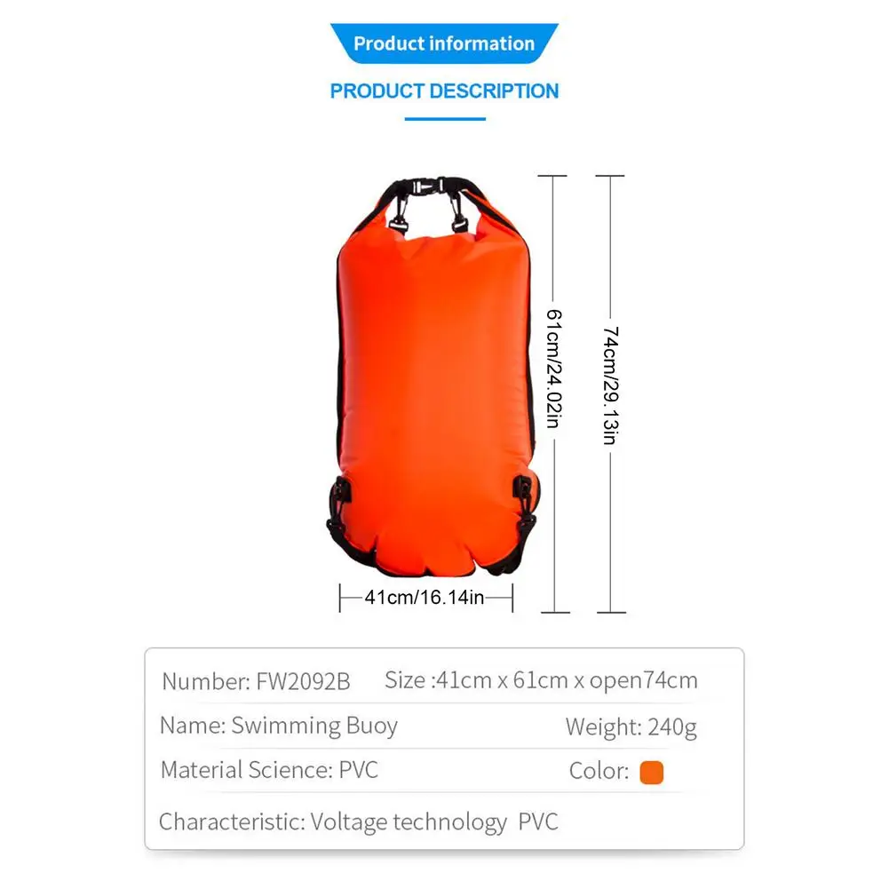 

Swimming Dry Bag Backpack Adjustable Straps Waterproof Swim Buoy Lightweight Boating Diving Drifting Pack Storable Storage Bags