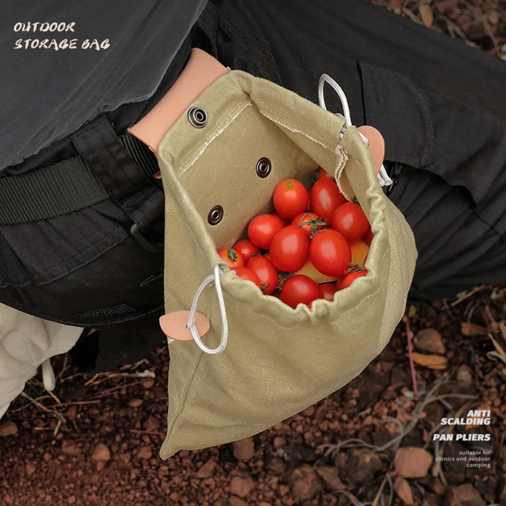

Складная сумка для фруктов и ягод, кожаный холщовый садовый мешок для сбора яблок и ягод, для пешего туризма и кемпинга