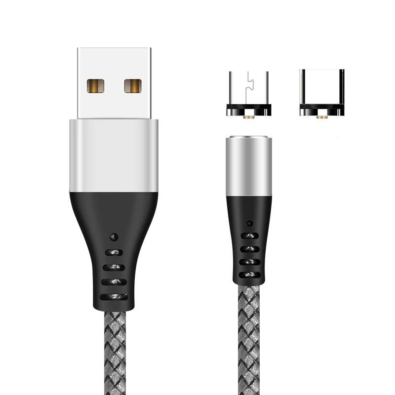 Silver Магнитный кабель USB C кабель для быстрой зарядки Магнит Micro USB зарядное устройство для Xiaomi Mi8 Mi9 samsung S9 S8 type C Быстрая зарядка - Цвет: Silver