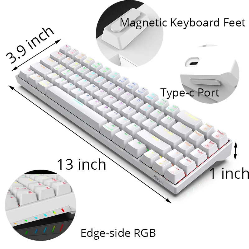 RK71 трехрежимная RGB подсветка популярная Беспроводная Bluetooth игровая механическая