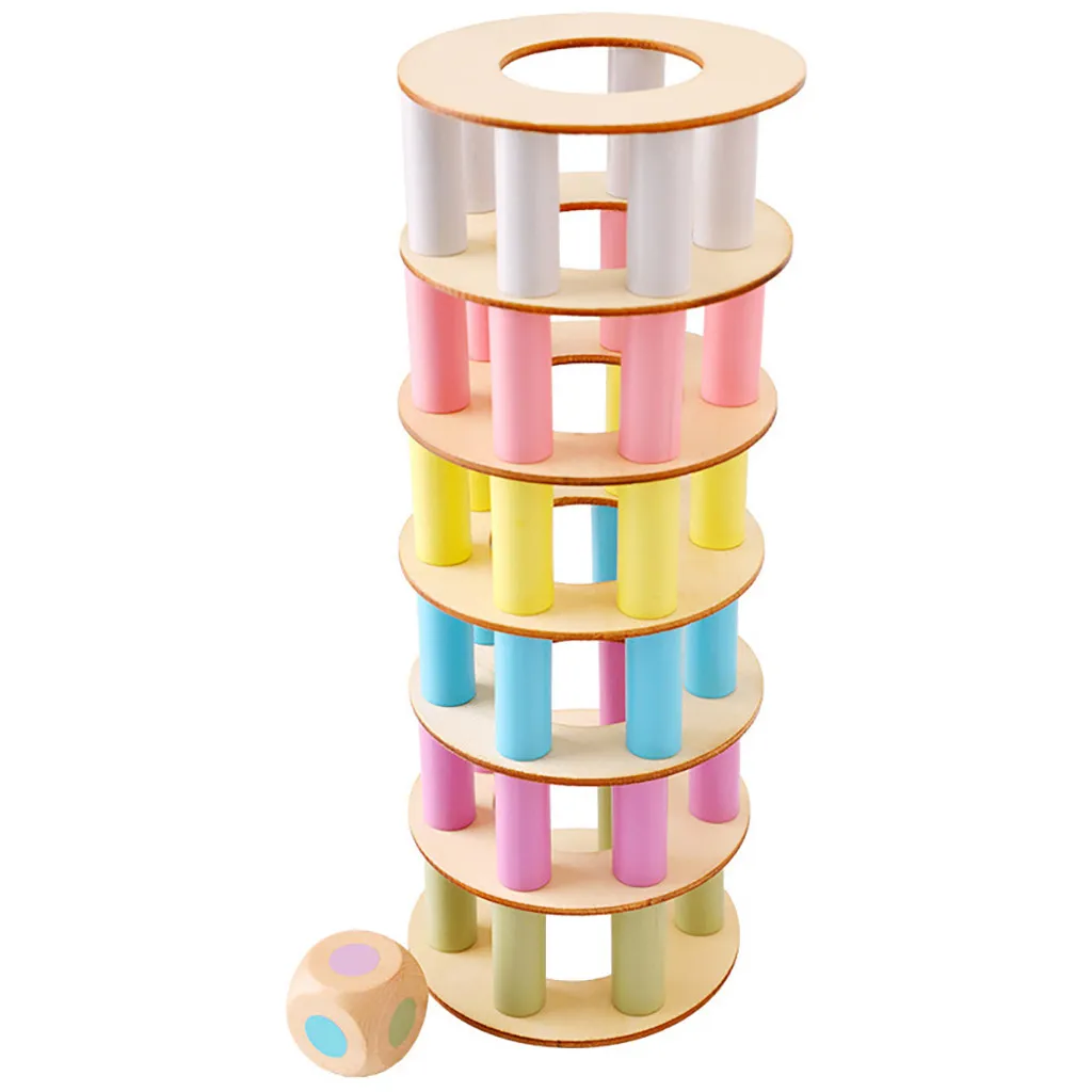 Wooden Stacking Board Game Toy Roller Tower Building Blocks Funny Children | Игрушки и хобби
