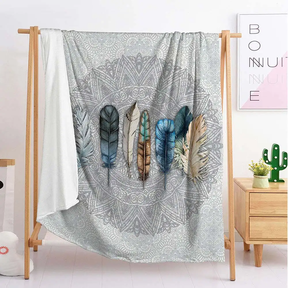 

Feather mexican luxury animal crossing fabric blanket for bed custom photo weighted tapestry throw h fuzzy blanket