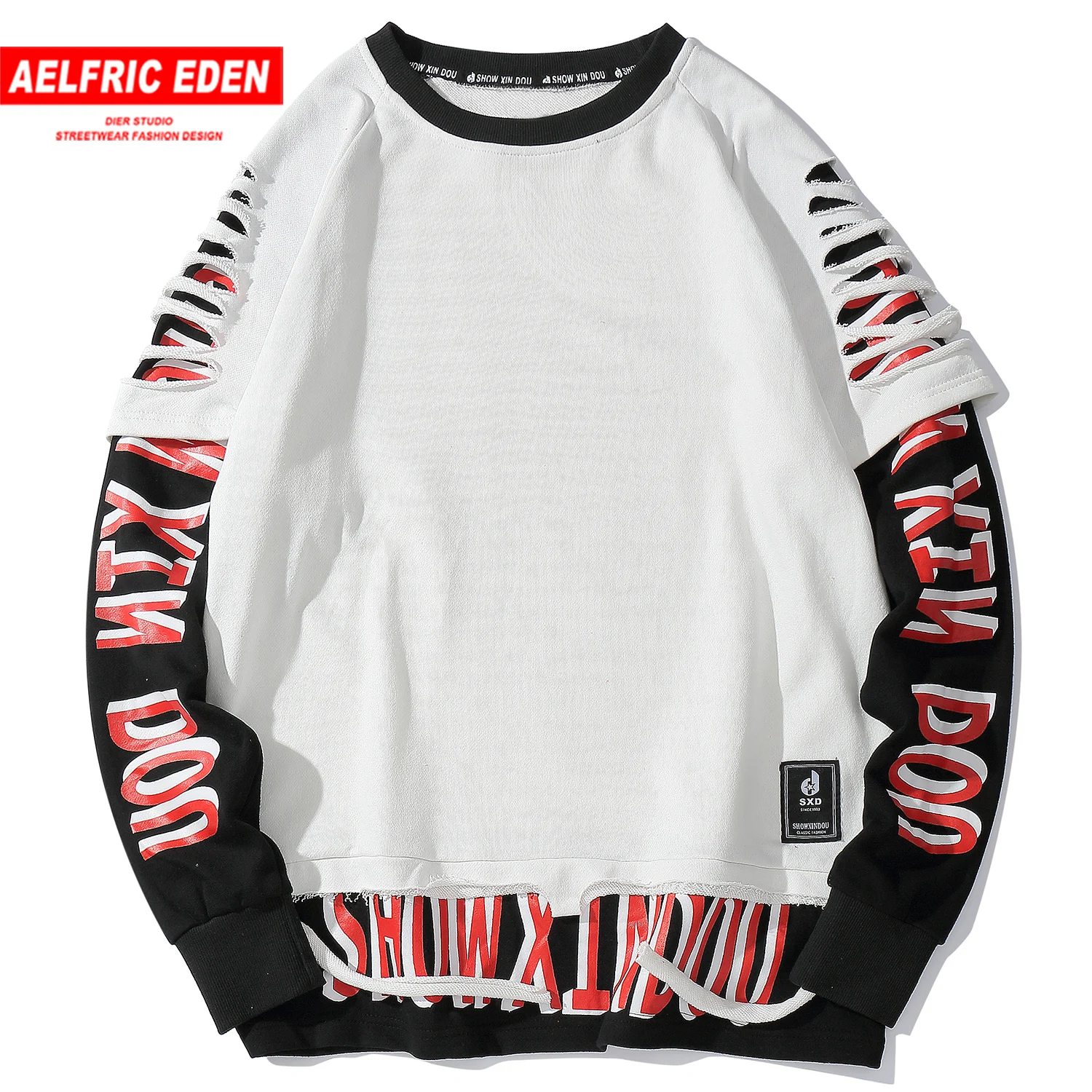 Aelfric Eden поддельные две части отверстие с буквенным принтом мужские толстовки 2019