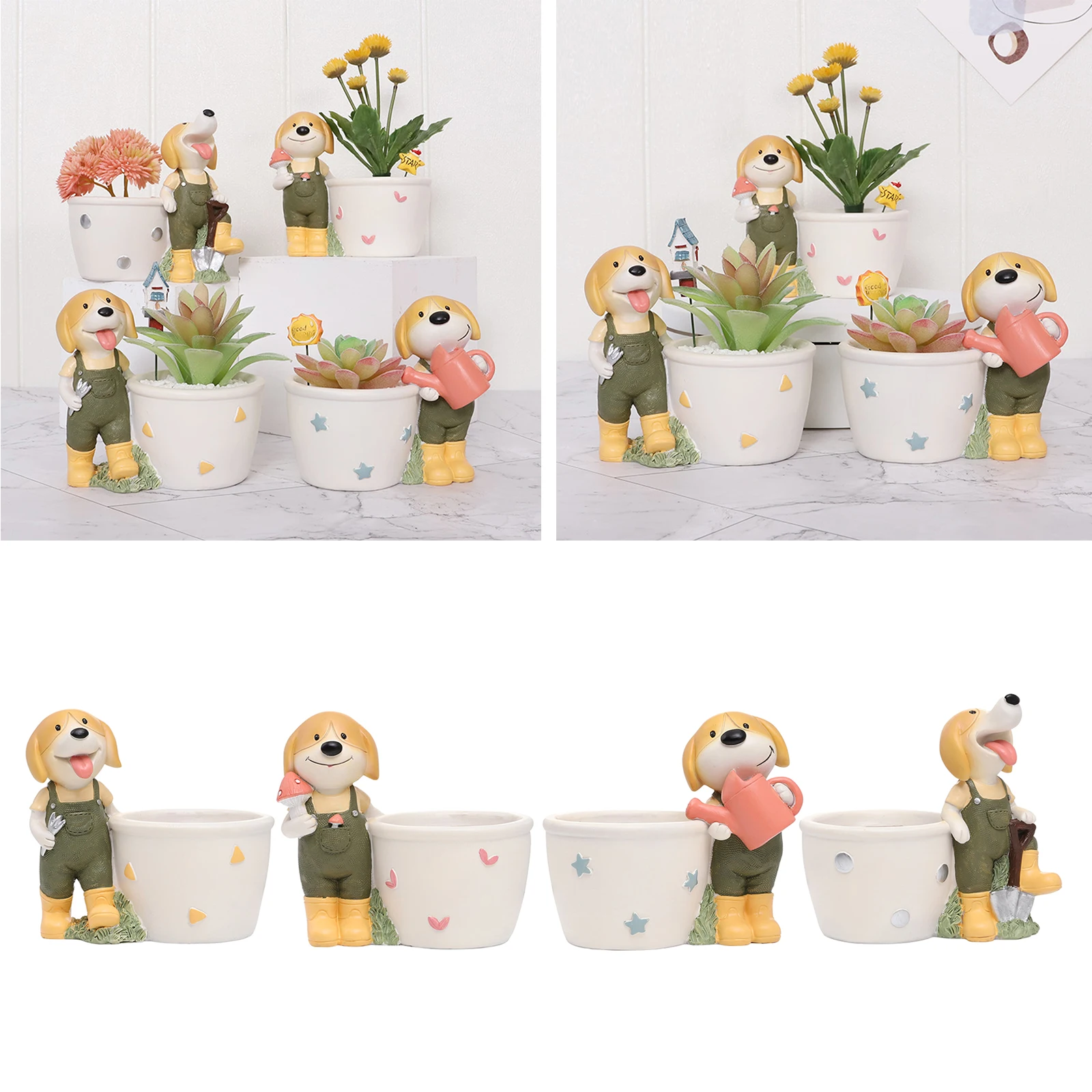 

Resin Corgi Succulent Plant Pot Animal Planter Flowerpot Fairy Garden Home Office Table Decoration Gifts