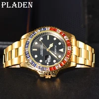 pladen mens watches luxury gold male waterproof luminous quartz wristwatch sapphire glass business style clock aaa dropshipping