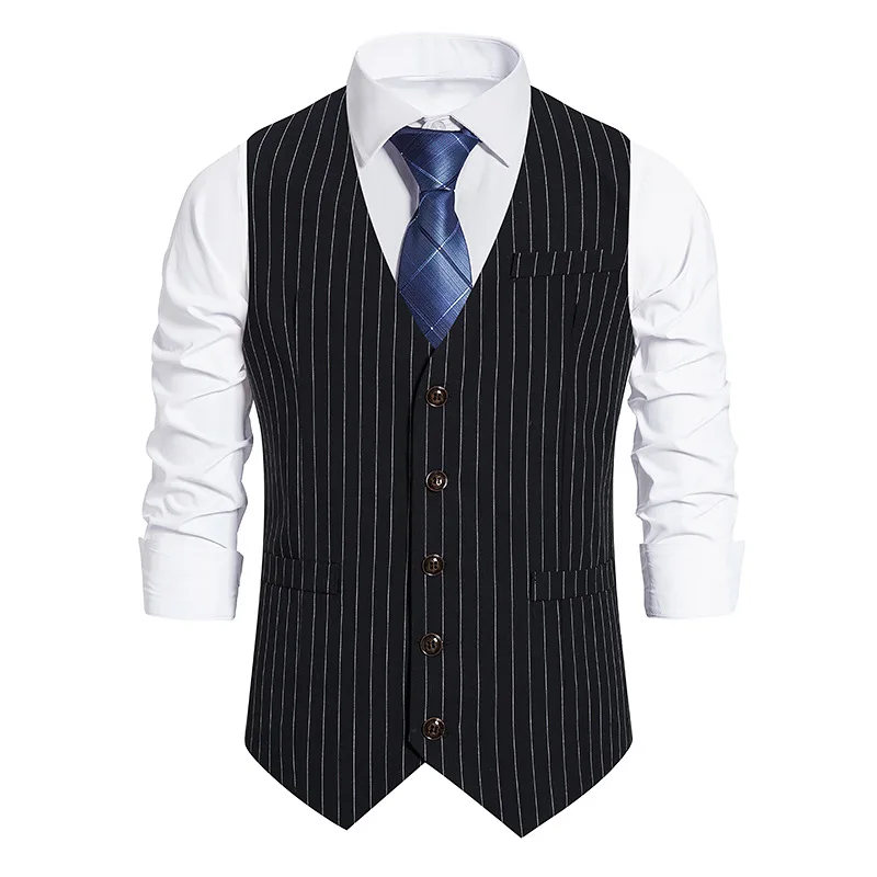 

PARKLEES 2021 Solid Striped Formal Mens Vest Single Breasted Slim Waistcoat Steampunk Wedding Groomman Gentleman Gilet Homme