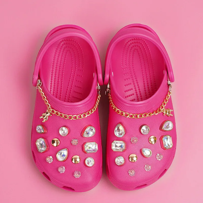 1 Set Cute Croc Charms Brand Designer Shoes Charms JIBZ Bling Crocs Accessories Fashion Metal Buckle Shoe Decorations 2021 New